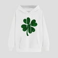 thumbnail image 1 of Women's St. Patrick'S Day Hoodie Loose Long Sleeve Pullover Clover Print Casual Irish With Pocket White XL, 1 of 4