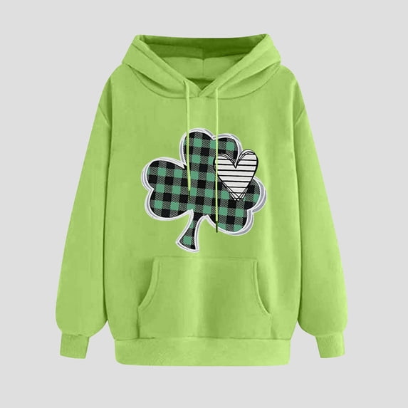 Women's St Patrick'S Day Loose Sweatshirt Pullover Clover Print Casual Irish Pullover Tops Green XXL