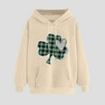 thumbnail image 1 of Women's St Patrick'S Day Loose Sweatshirt Pullover Clover Print Casual Irish Pullover Tops Khaki XL, 1 of 4