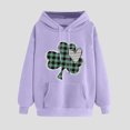 thumbnail image 1 of Women's St Patrick'S Day Loose Sweatshirt Pullover Clover Print Casual Irish Pullover Tops Purple XL, 1 of 4