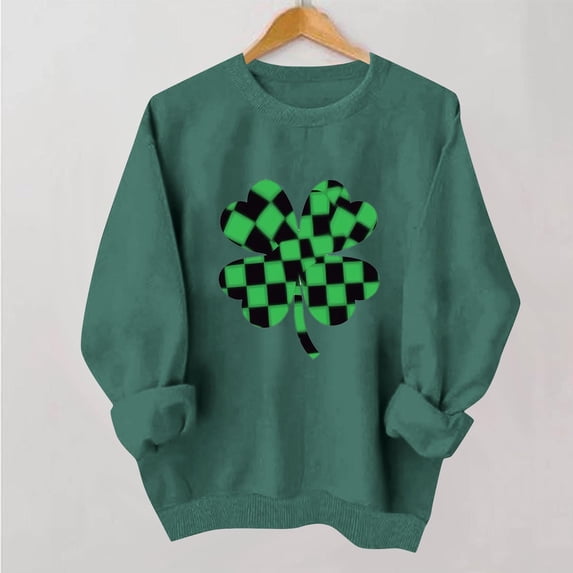 Women's St. Patrick's Day Graphic Print Long Sleeve Round Neck Sweatshirt Top