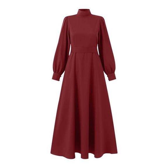 Women's St. Patrick's Day High-Waisted Puffed Sleeves Dress, A-line Maxi Formal Gown & Elegant Festive Party Outfit,Size:XL