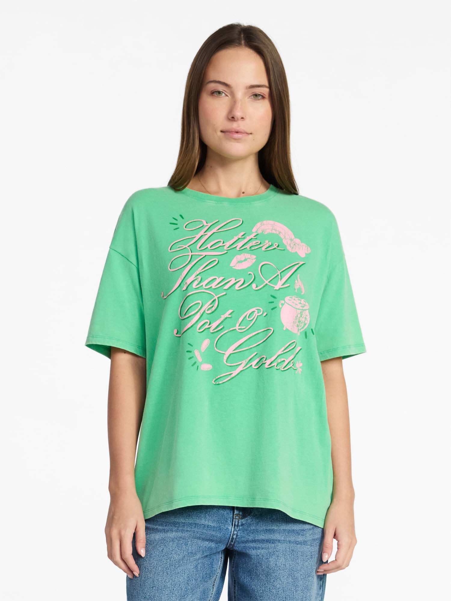 Saint Patrick's Day Women's Hotter Pot of Gold Graphic Tee from Way to Celebrate, Sizes S-XXXL
