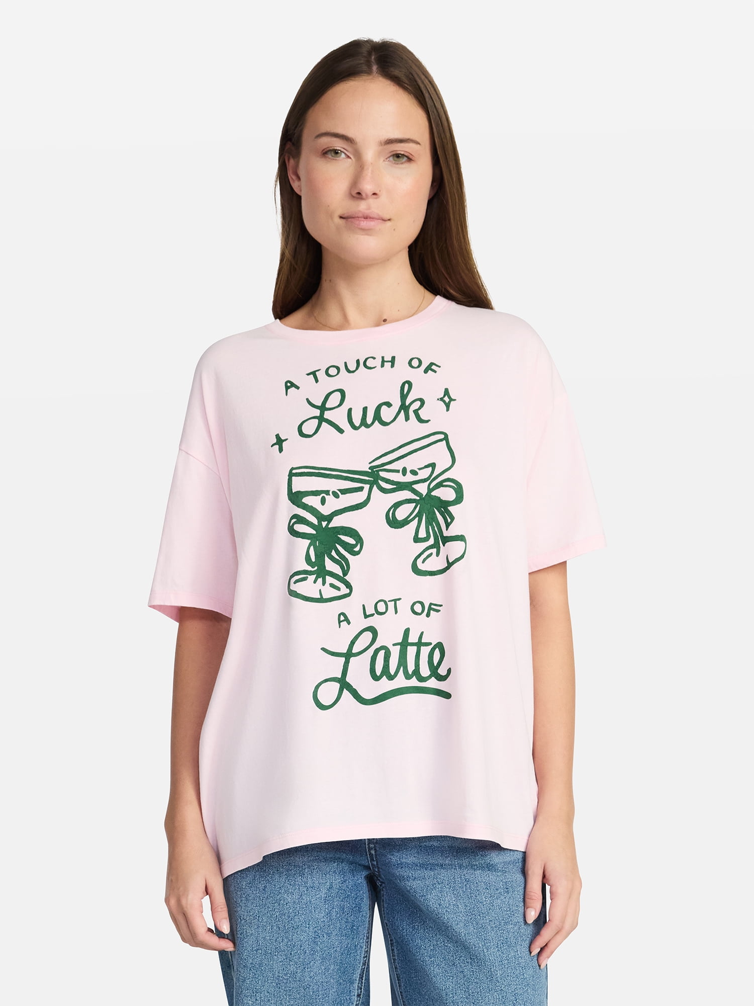 Saint Patrick's Day Women's Latte Luck Graphic Tee from Way to Celebrate, Sizes S-XXXL