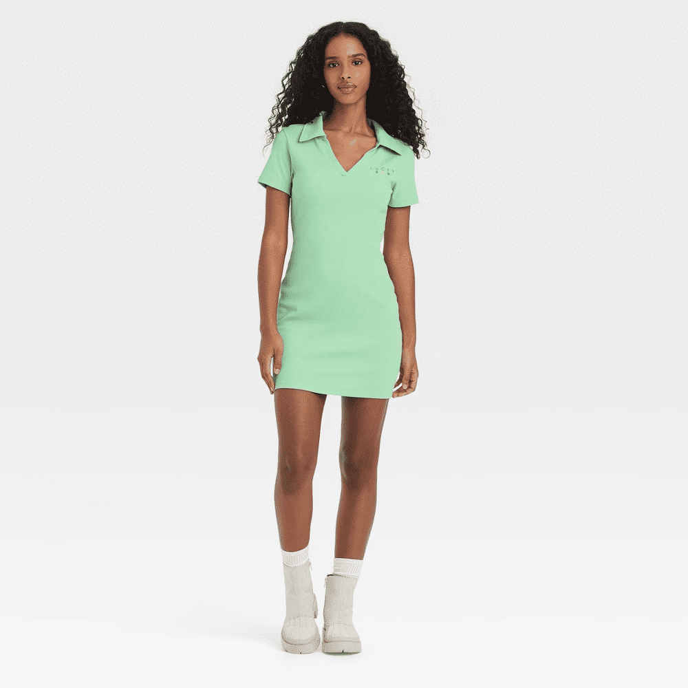 lime green polo dress Page Knit Polo Mini Dress main image 1