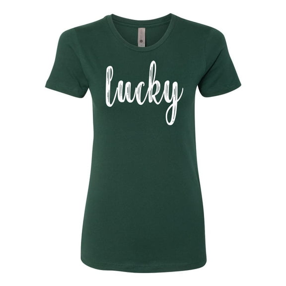 Women's St. Patrick's Day Lucky Ladies Fit Short Sleeve T-shirt-Forest Green-xs