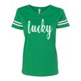 thumbnail image 1 of Women's St. Patrick's Day Lucky Ladies Short Sleeve Football Tee-Kelly Green-large, 1 of 4