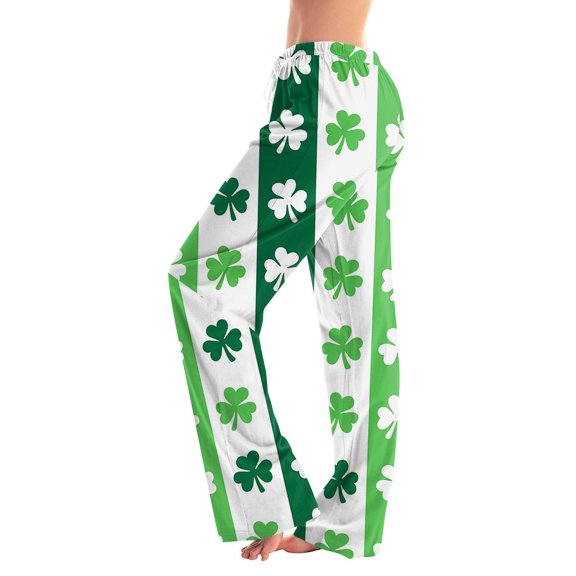 Women's St Patrick's Day Pants Casual Comfortable Drawstring Lounge Pants with Print Full Length Soft Polyester Spring Summer Wear 2026 Mint Green S