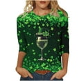 thumbnail image 1 of Women's St. Patrick's Day Plus Size T-Shirt Printed 3/4 Sleeve Crew Neck Graphic Tee Festive Casual Top,S,E, 1 of 5