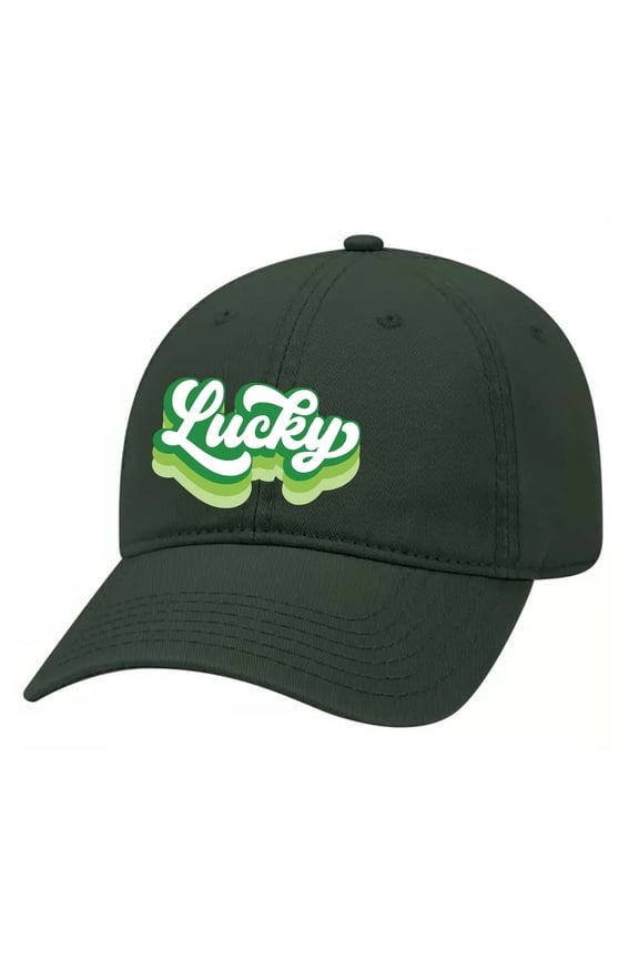 Women's St. Patrick's Day Retro Lucky Embroidered Adjustable Hat Baseball Cap, Forest Green