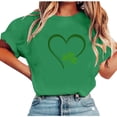 thumbnail image 1 of Women's St.Patrick's Day Shirts Crew Neck Short Sleeve Print Pullover Tops Casual Loose Holiday Blouse (XXL, Green-G), 1 of 5