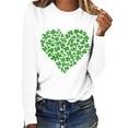 thumbnail image 1 of Women's St. Patrick's Day Shirts Cute Shamrock Heart Printed Irish Tee Shirt Casual Long Sleeve Crew Neck Tops (L, Green-10), 1 of 4