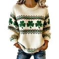 thumbnail image 1 of Women's St. Patrick's Day Sweatshirts 2026 Shamrock Printed Crewneck Knit Sweaters Long Sleeve Pullover Casual Y2K Spring Tops, 1 of 4