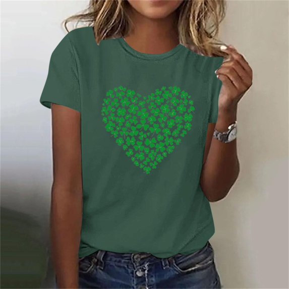 Women's St Patrick's Day T-Shirt Irish Shamrock Paddy's Day Graphic Tees Tops
