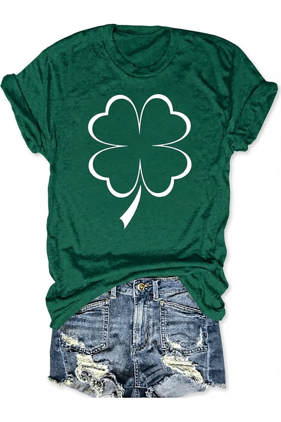 Women's St Patrick's Day T-Shirt Lucky Irish Shamrock Paddy's Day Graphic Tees Tops