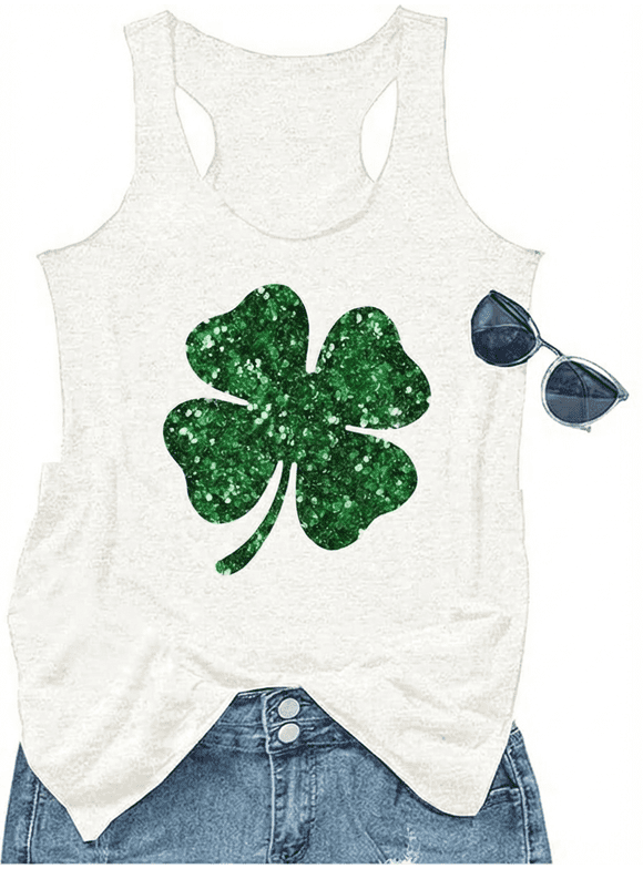 Women's St Patrick's Day Tank Tops Lucky Irish Shamrock Paddy's Day Sleeveless Graphic Tees Tops