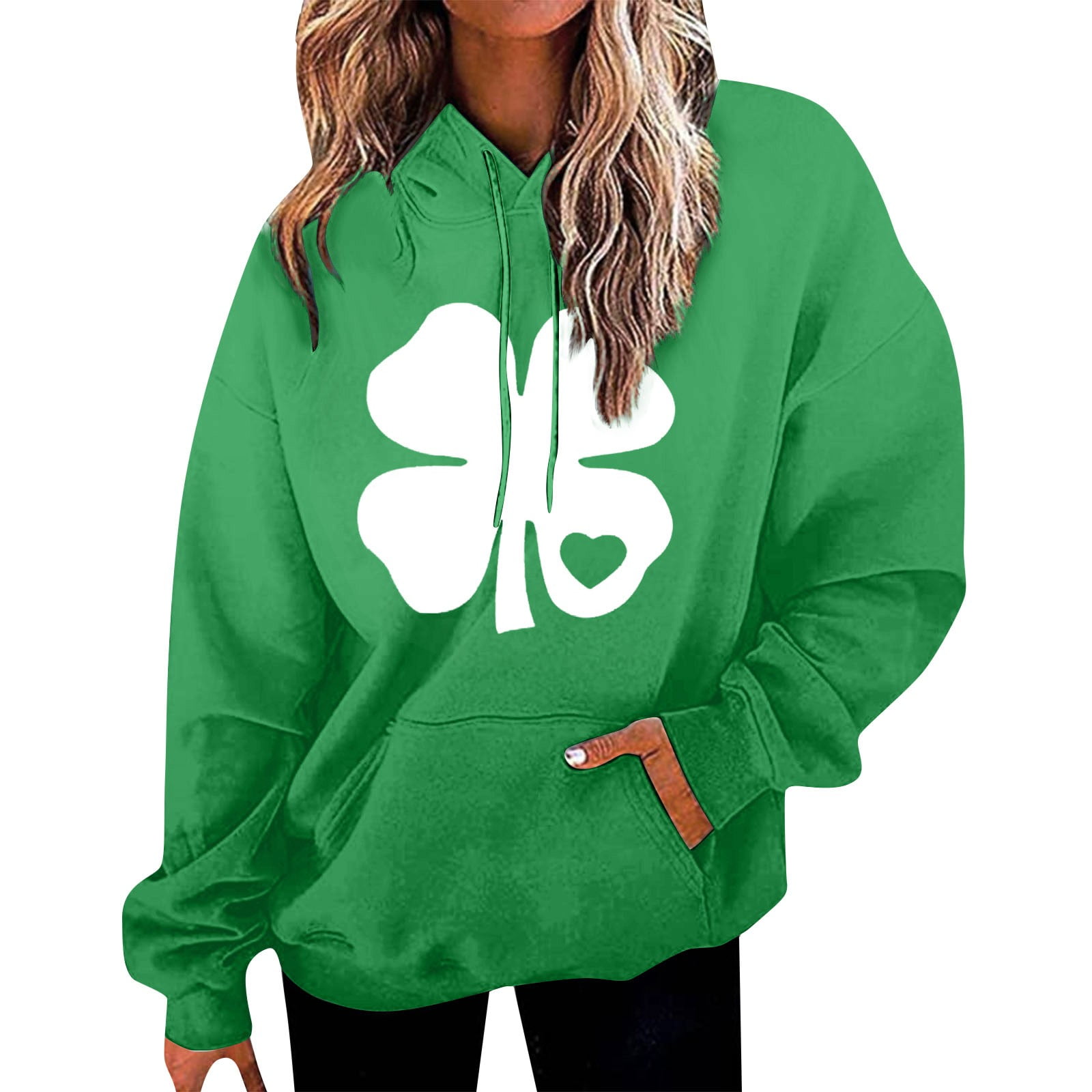 Women's St. Patrick's Day Sweatshirts Casual Hoodies Long Sleeve V Neck  Lightweight Loose Fit Pullover Tops 