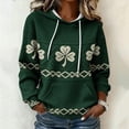 thumbnail image 1 of Women's St Patricks Day Sweatshirt Long Sleeve Crewneck Irish Shamrock Print Hoodie Plus Size Saint Patricks Shirt Dark Green M, 1 of 4