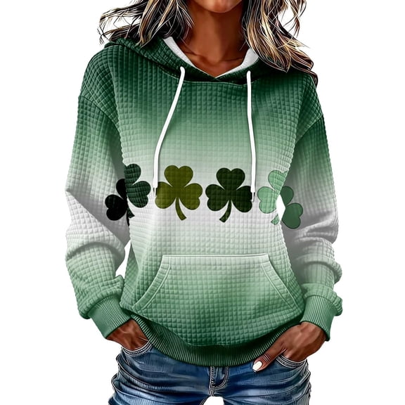 Women's St Patricks Day Sweatshirt Long Sleeve Crewneck Irish Shamrock Print Hoodie Plus Size Saint Patricks Shirt/Green/L