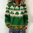 thumbnail image 1 of Women's St Patricks Day Sweatshirt Long Sleeve Crewneck Irish Shamrock Print Hoodie Plus Size Saint Patricks Shirt Saffron XL, 1 of 4