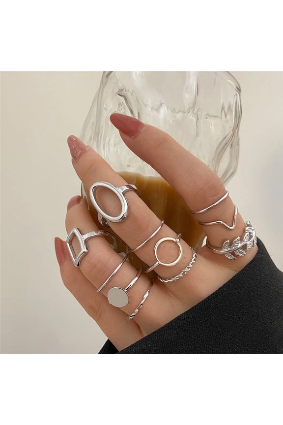 Women’s Stackable Ring Set, Assorted Styles (Boho Silver, Minimalist Silver, Star Moon Gold), Hypoallergenic Fashion Jewelry, Multi-Pack