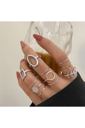 Women’s Stackable Ring Set, Assorted Styles (Boho Silver, Minimalist Silver, Star Moon Gold), Hypoallergenic Fashion Jewelry, Multi-Pack