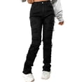 thumbnail image 1 of Women's Stacked Patches Jeans Slim Fit Ripped Jeans Destroyed Straight Denims Pants Hiphop Trouser Streetwear, 1 of 8