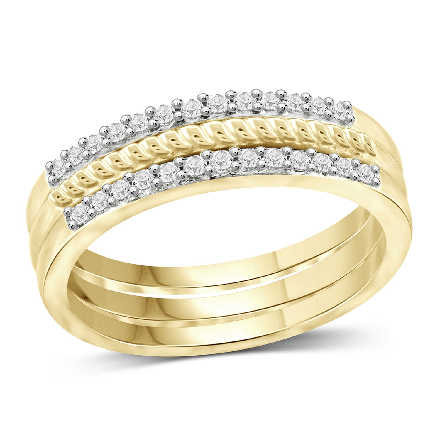 9ct Gold & Clear CZ Crystal Half Eternity Stacking Ring Size I-U |  Jewellerybox.co.uk