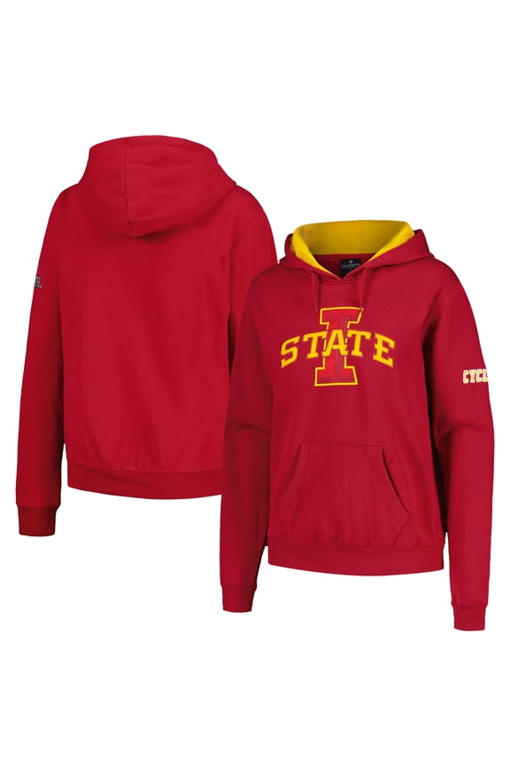 Women's Stadium Athletic Cardinal Iowa State Cyclones Big Logo Pullover Hoodie