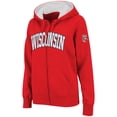 thumbnail image 1 of Women's Stadium Athletic Cardinal Wisconsin Badgers Arched Name Full-Zip Hoodie, 1 of 3