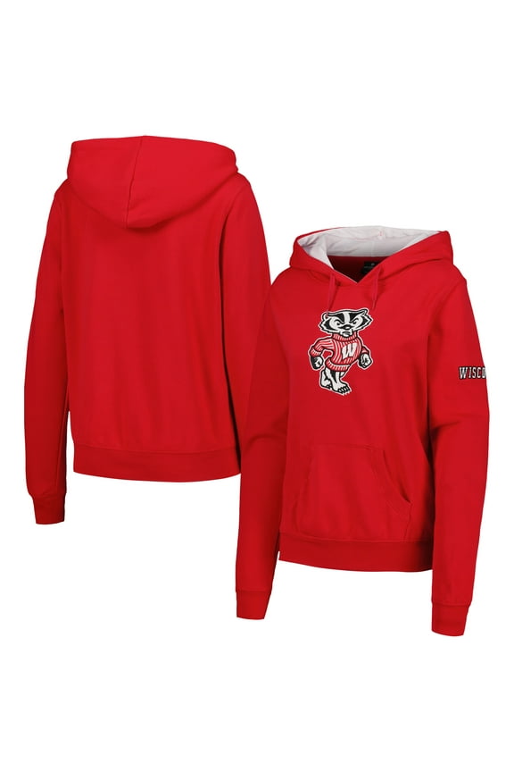 Women's Stadium Athletic Cardinal Wisconsin Badgers Big Logo Pullover Hoodie