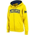 thumbnail image 1 of Women's Stadium Athletic Gold Michigan Wolverines Arched Name Full-Zip Hoodie, 1 of 3