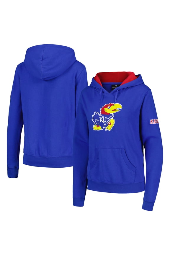 Women's Stadium Athletic Royal Kansas Jayhawks Big Logo Pullover Hoodie