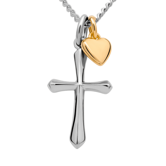 Women's Stainless Cross and Gold Plated Dainty Heart Combo Necklace- John 19:30 / John 14:6 by Shields of Strength