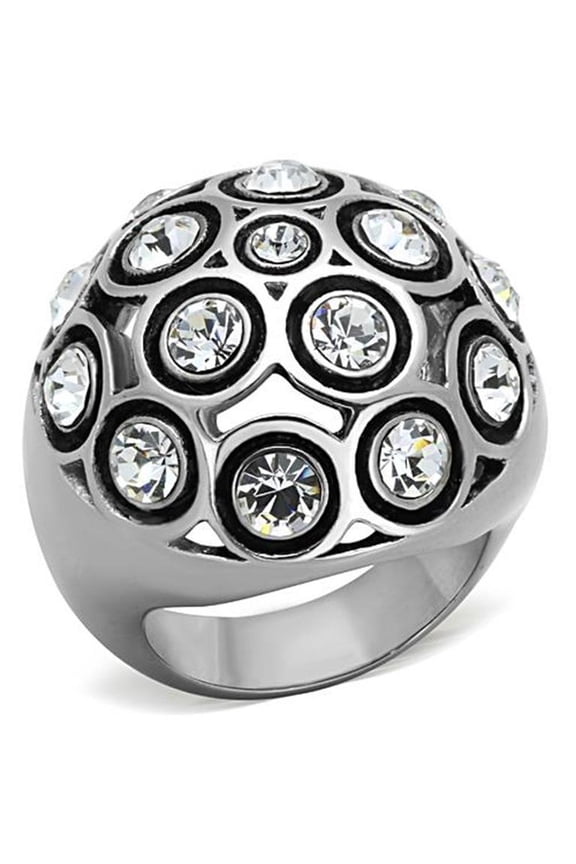 Women's Stainless Steel 3.78 Ct Top Grade Crystal Dome Fashion Ring Size 5