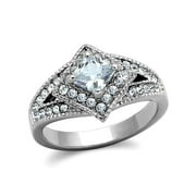 Women's Stainless Steel 316 Cushion Cut 1 Carat Cubic Zirconia Engagement Ring Size 8