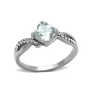 Womens Stainless Steel 316 Cushion Cut .915 Carat Zirconia Engagement Ring Size 9