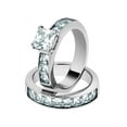 thumbnail image 1 of Women's Stainless Steel 316 Princess Cut 3.75 Carat Zirconia Wedding Ring Set Size 9, 1 of 6
