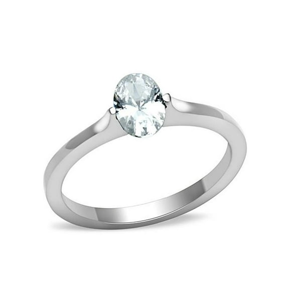 Women's Stainless Steel AAA Grade Cubic Zirconia Engagement Ring Size 9