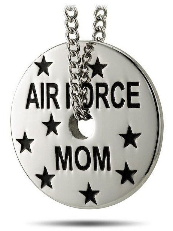 Women's Stainless Steel Air Force Mom Necklace-1 Cor 13:7-8 by Shields of Strength