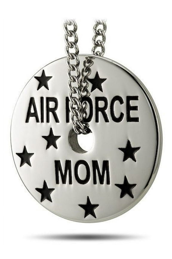 Women's Stainless Steel Air Force Mom Necklace-1 Cor 13:7-8 by Shields of Strength