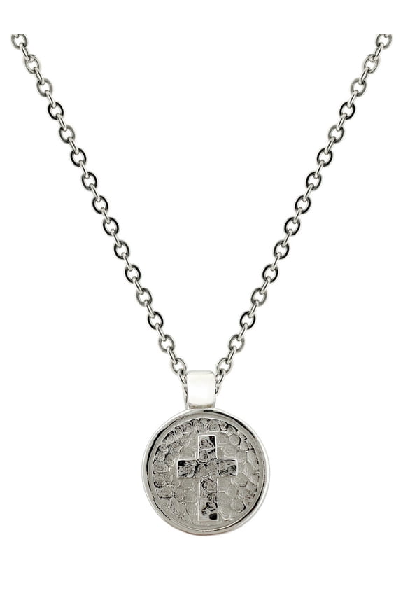 Women's Stainless Steel Circle Cross Necklace - 1 Corinthians 16:14 by Shields of Strength