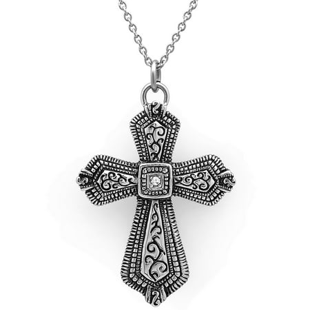 Women's Stainless Steel Cross with 18" Rolo Chain - Womens Pendant