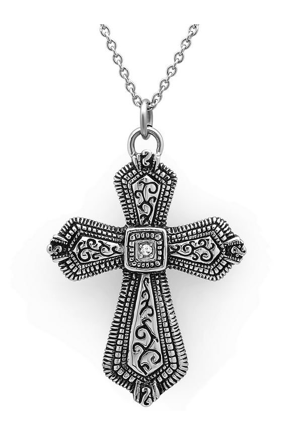 Women's Stainless Steel Cross with 18" Rolo Chain - Womens Pendant