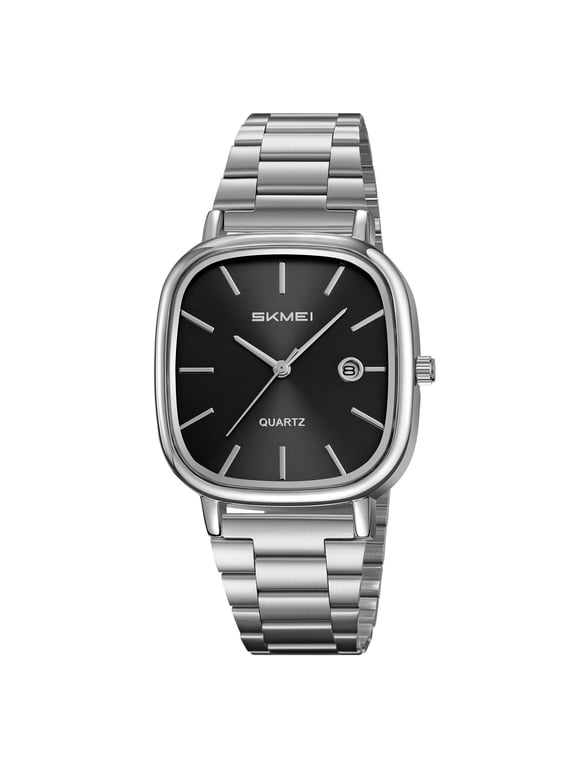 Women's Stainless Steel Date Quartz Watch with Japanese Movement, Clear Date Window, Durable Bracelet, Everyday Dressy Accessory for Commutes and Occasions (C)