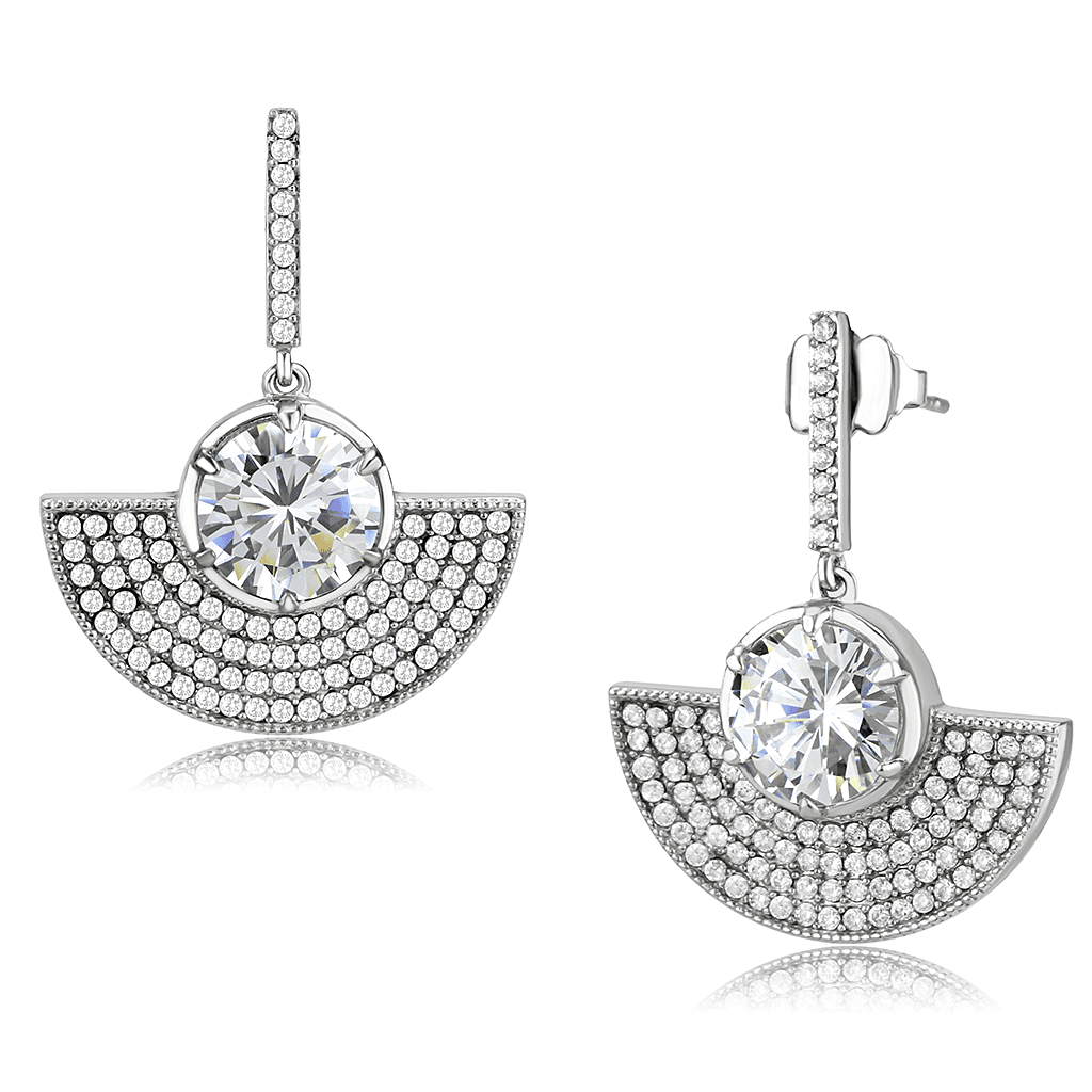 Women's Stainless Steel Earrings  CZ Clear