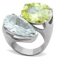 thumbnail image 1 of Women's Stainless Steel Engagement Ring with AAA Grade CZ in Apple Green - Size 10, 1 of 4