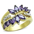 thumbnail image 1 of Women's Stainless Steel Engagement Ring with Amethyst AAA Cubic Zirconia - Size 8, 1 of 4