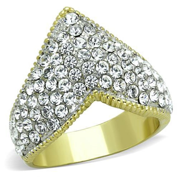 Women's Stainless Steel Engagement Ring with Round Top Grade Crystal - Size 9