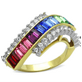 thumbnail image 1 of Luxe Jewelry Designs Women's Stainless Steel Engagement Ring with Top Grade Multi-Color Crystal -, 1 of 4